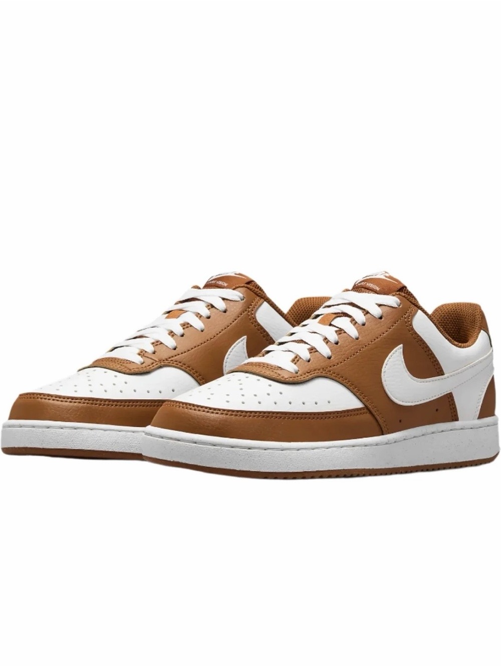 Women’s Nike Court Vision Low Next Nature Brown and White Leather, size 9